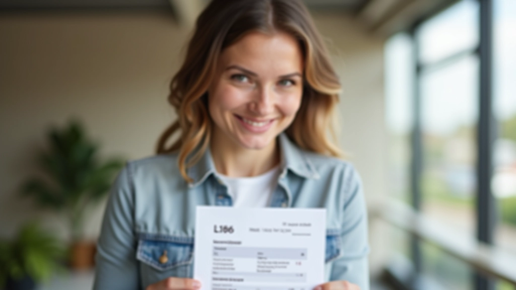 Zufriedene Person mit Gehaltsabrechnung und Finanzübersicht