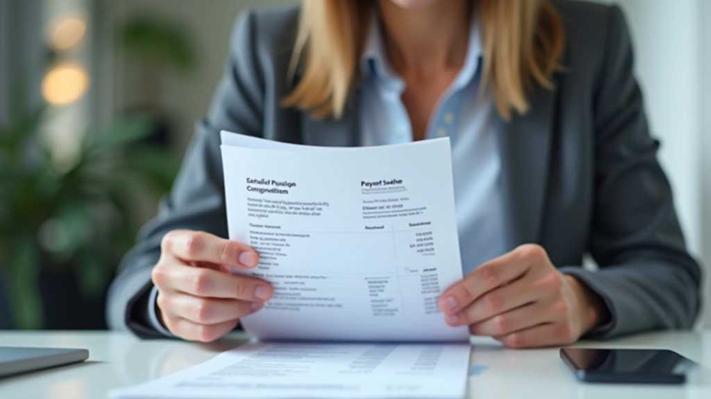 Person, die Gehaltsabrechnung studiert und Notizen macht